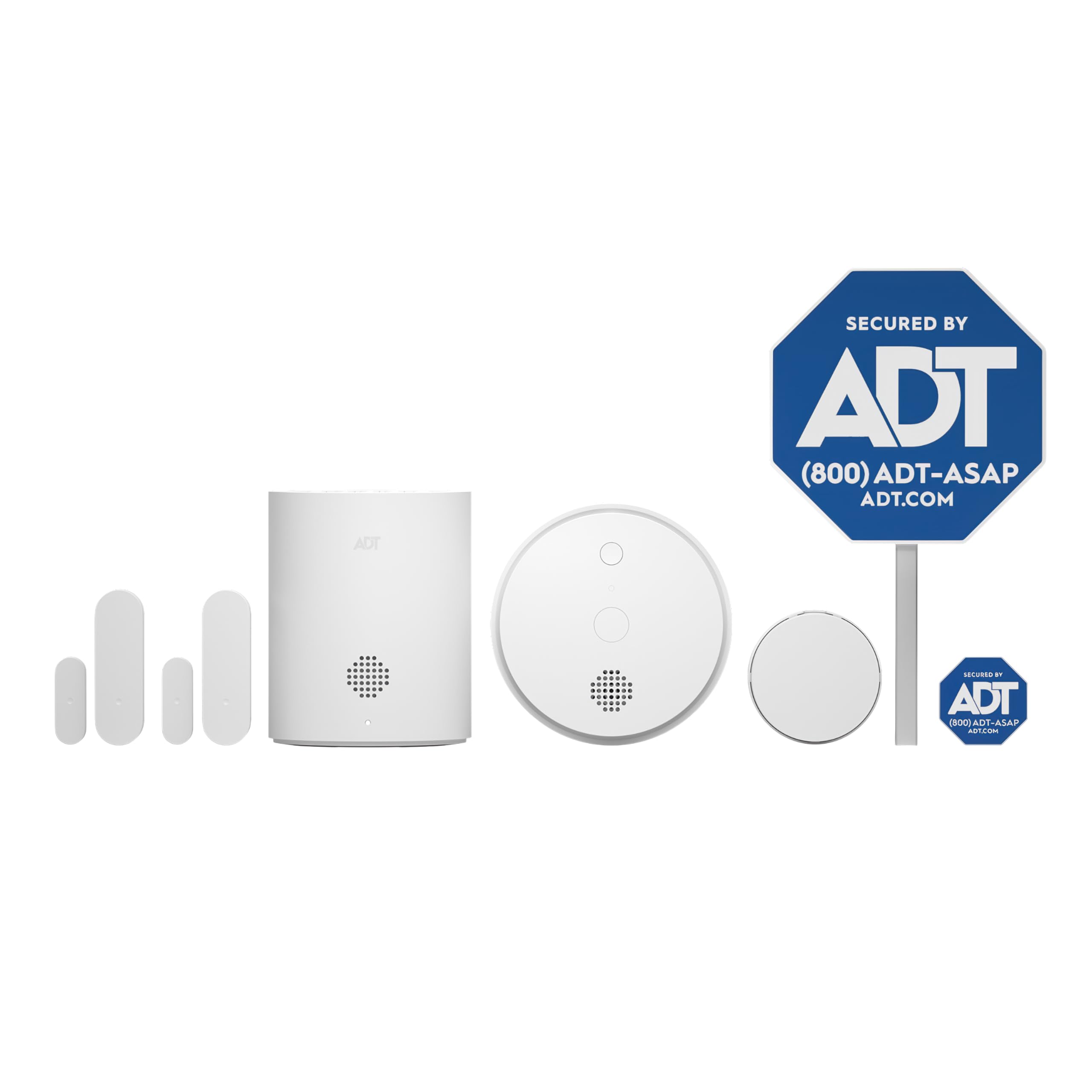 ADT Blu Home Safety Essentials Kit, DIY Home Security System with Smoke and Carbon Monoxide Detector, Water Leak Sensor, Temperature Monitor, Door/Window Sensors, ADT+ App Control