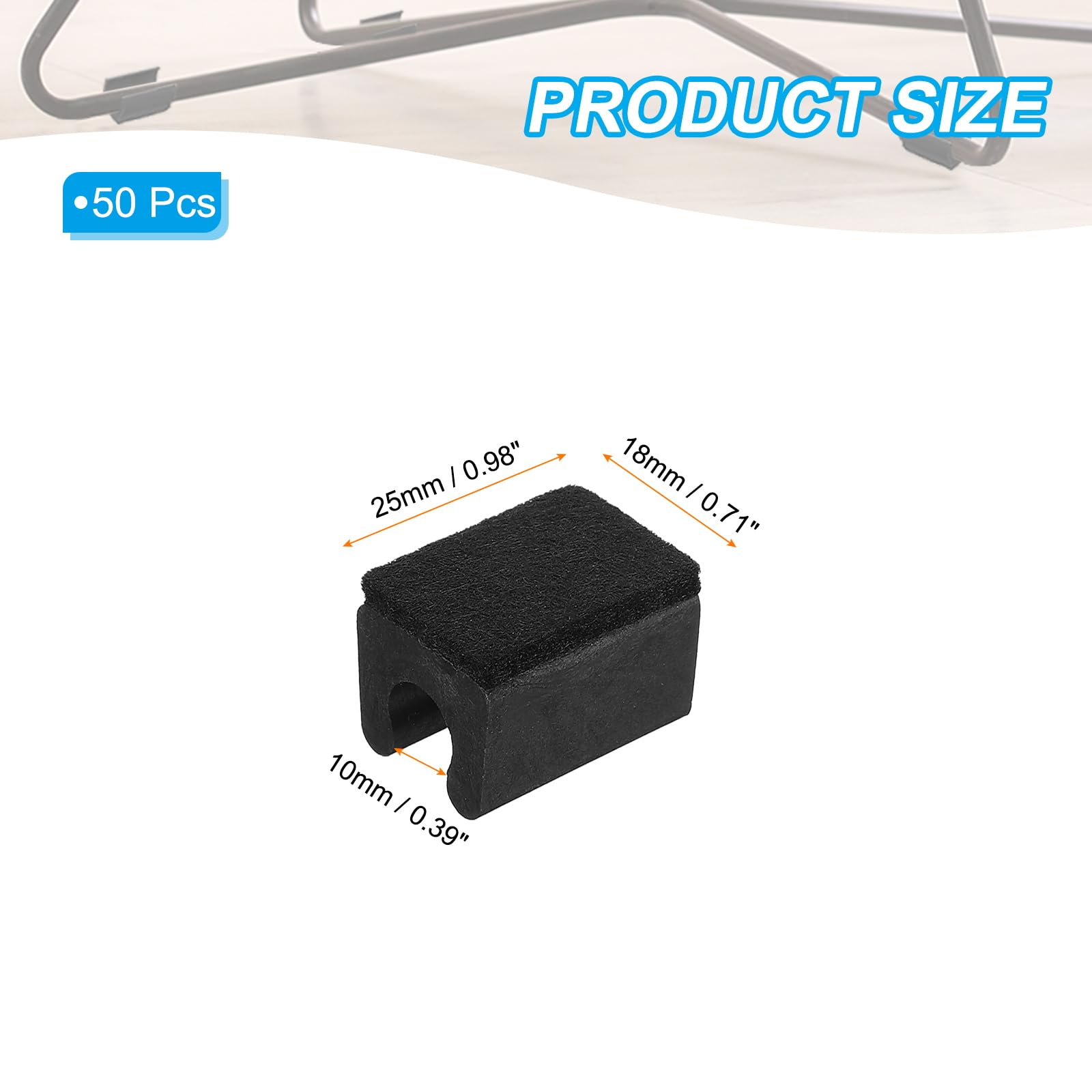 PATIKIL Rectangle U Shaped Chair Leg Tips Caps with Felt Pads - Image 2