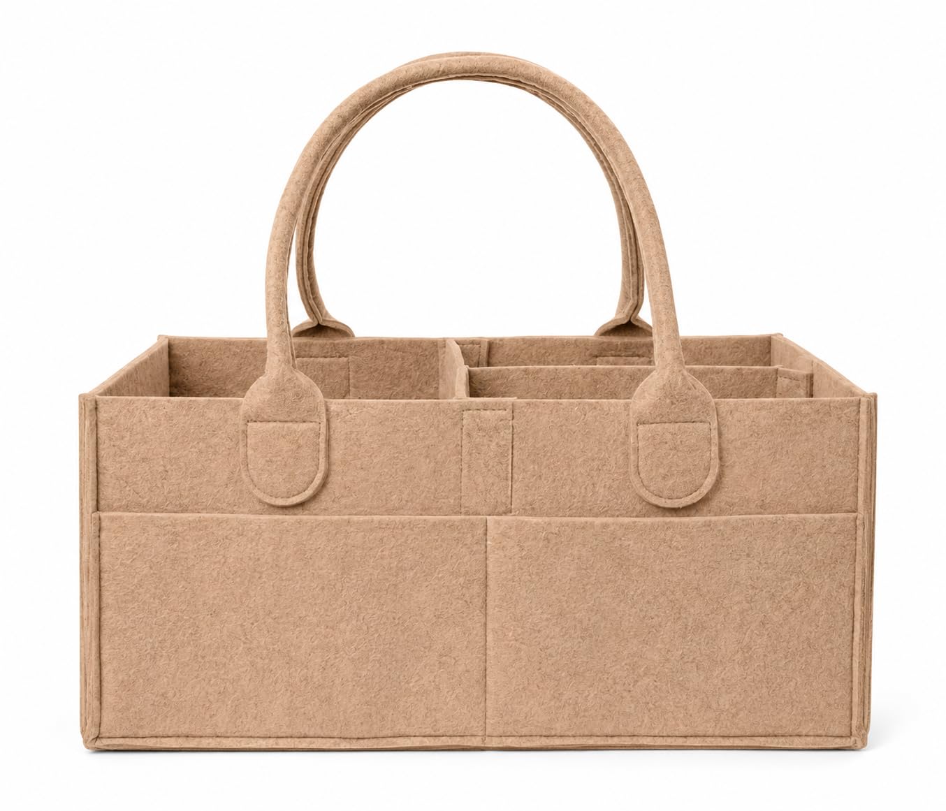 Felt Baby Diaper Caddy | Portable Foldable Nursery Storage Basket with Removable Dividers, Multiple Pockets & Carry Handles | Baby Essentials Organizer for Diapers Wipes, Toys & Clothes Beige-image-22