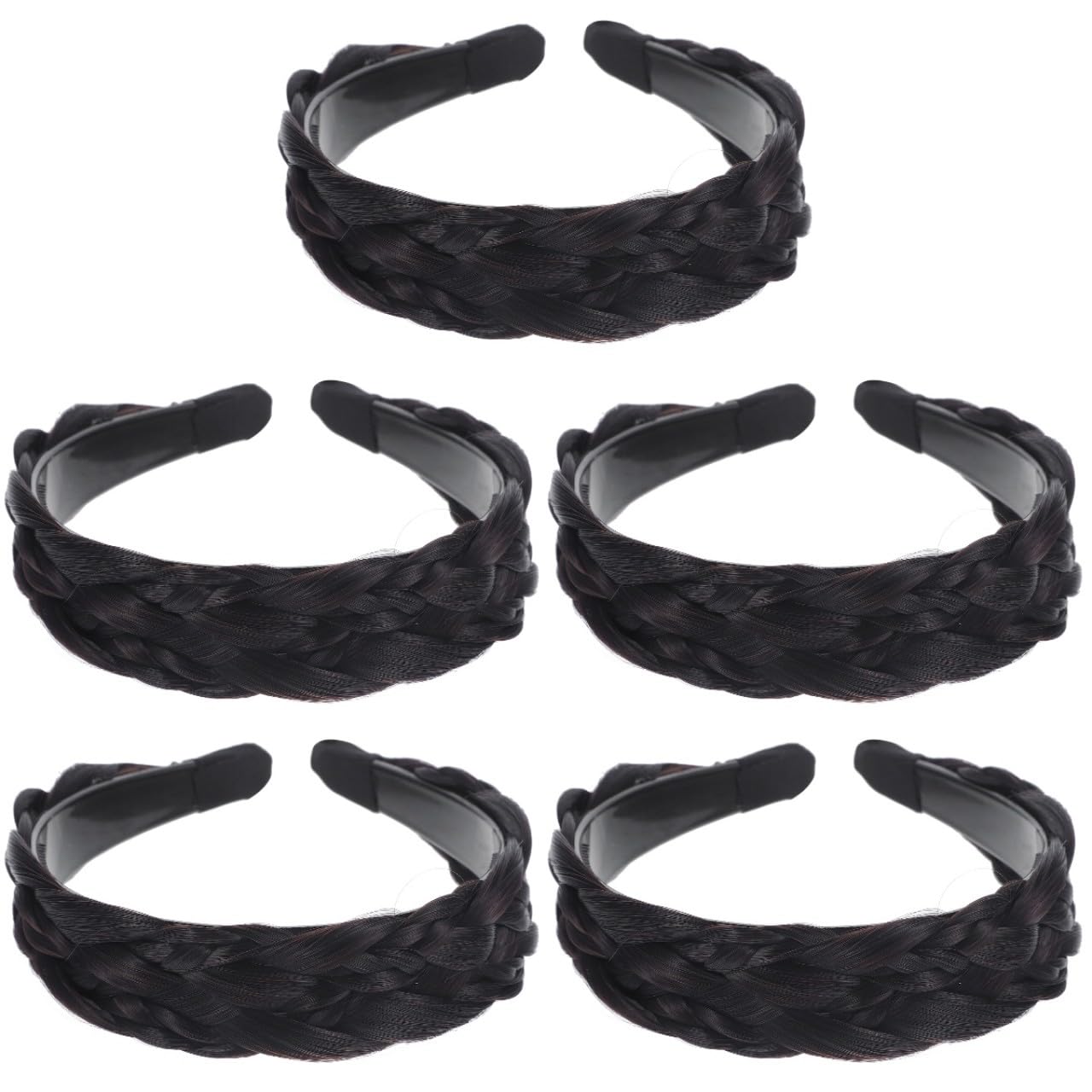 Beavorty 5pezzi Fascia Per Intrecciata Per Donne Cerchietto Elegante Sintetico Con Design Plaited Adatta Ogni Stile e Colore Per Occasioni Speciali e Uso Quotidiano