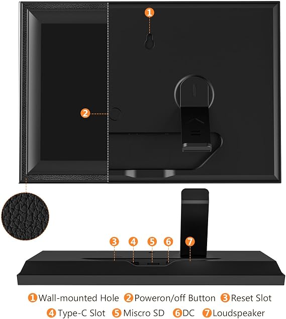 Smart Black Digital Picture Frame WiFi Send Photos from Your Phone