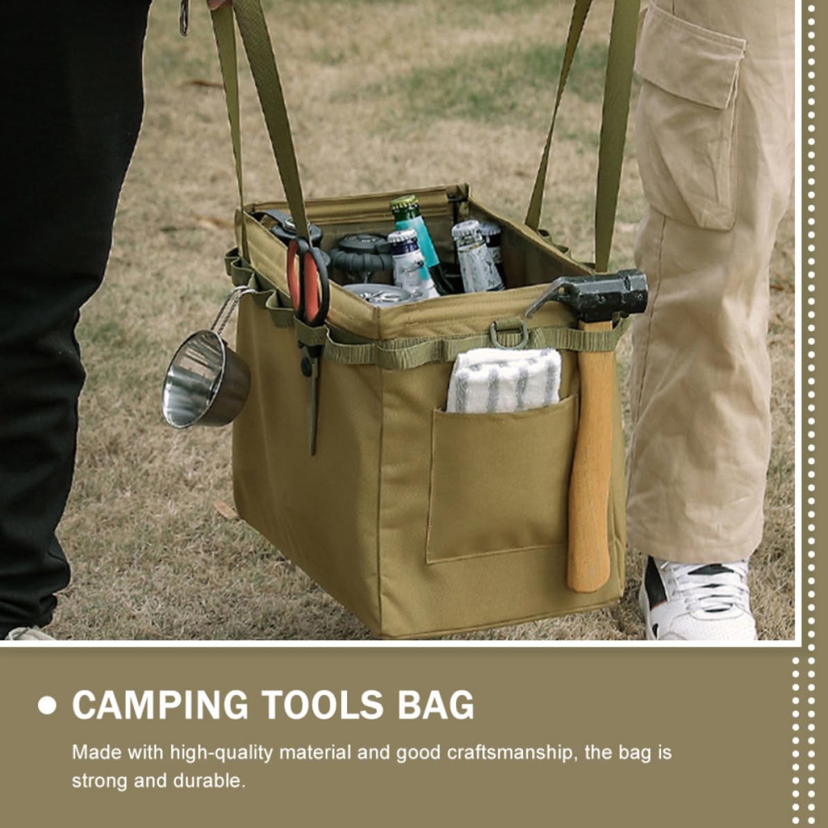 Bolsa Plegable de Almacenamiento para Camping, Gran Capacidad Khaki
