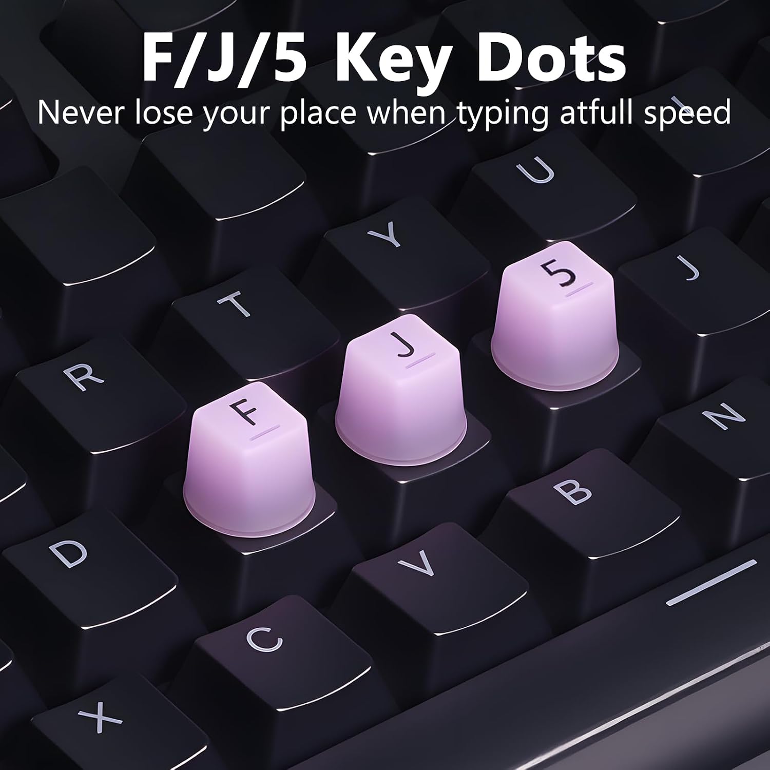 130 Pcs Keyboard Stickers for Long Nails, Ergonomics Raised Keyboard Stickers with Numbers, Self-Adhesive Round-Square PC Keyboard Tabs for Anti-Miss Typing (Purple)