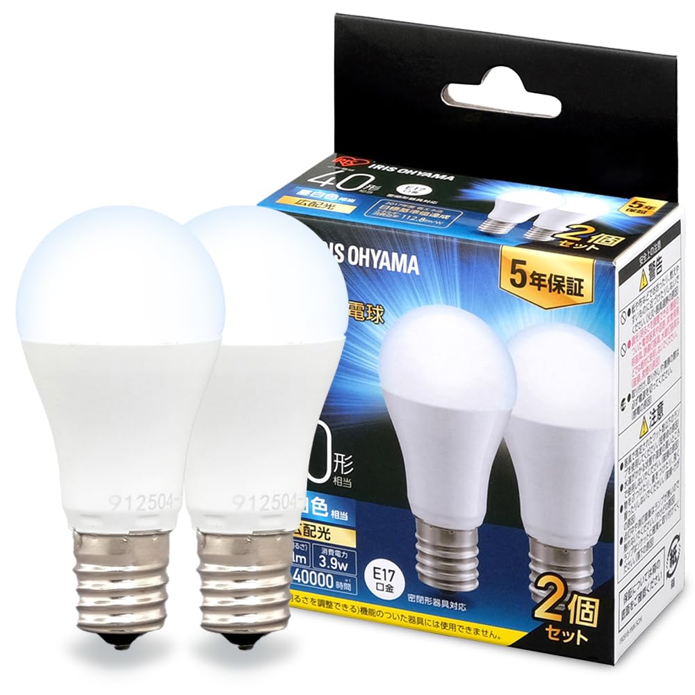 Amazon | 【E17】アイリスオーヤマ LED電球 昼白色 40W形相当 口金直径