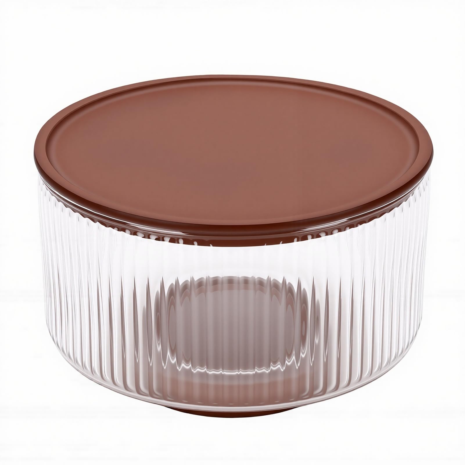 Karlak Saladier en Verre nervuré au Design élégant avec Base en Bois et Couvercle pour les Dîners de Famille 17,5 Cm (S)