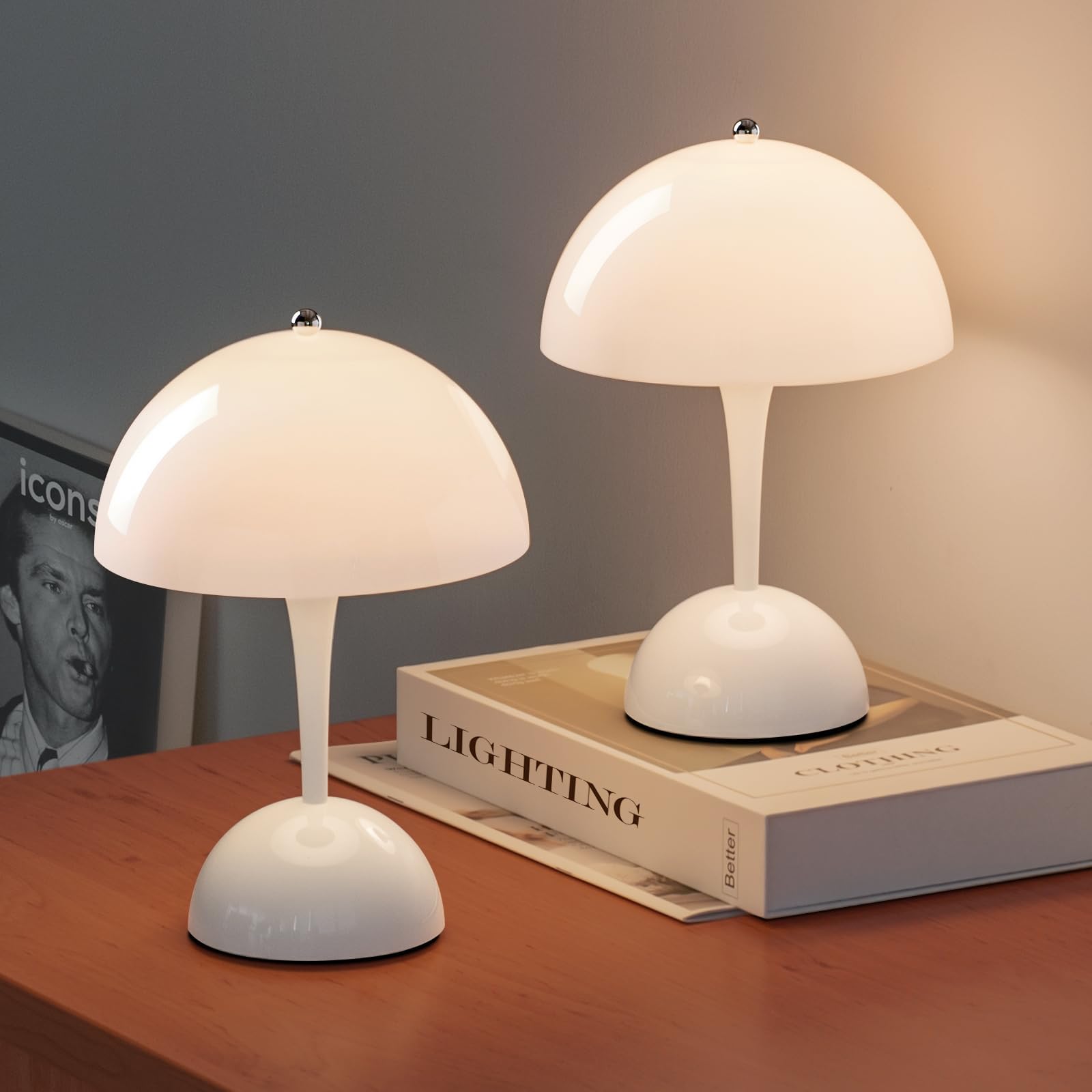 Juego de 2 lámparas de mesa inalámbricas, tacto portátil con regulador, luz nocturna recargable para niños, regalo LED