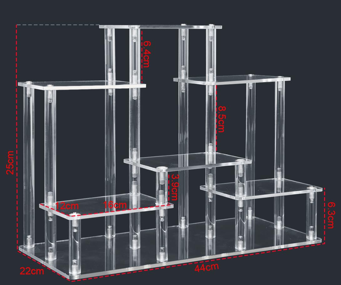 Joody 6 Etagere Presentoir Acrylique Transparent Presentoir Aperitif Buffet, support figurine POP, Etagere Parfum Coiffeuse, Presentoir a Gateau, pour Salon Cuisine Comptoir