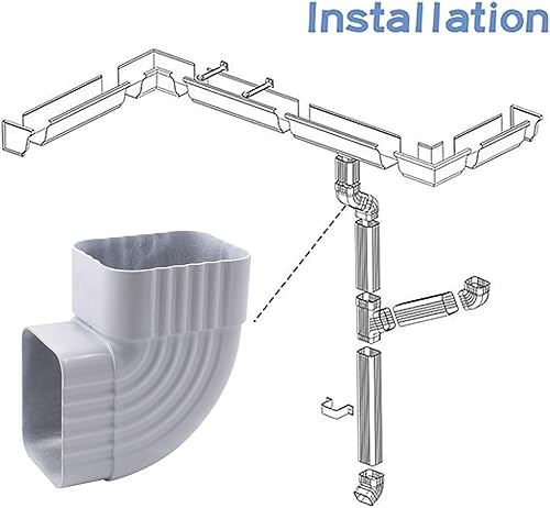 Miniatura 5 de Desviador de tubería de agua de lluvia de 2 x 3 pulgadas, adaptador de bajantes de aluminio de 90 grados, esquina de codo, tubos de agua