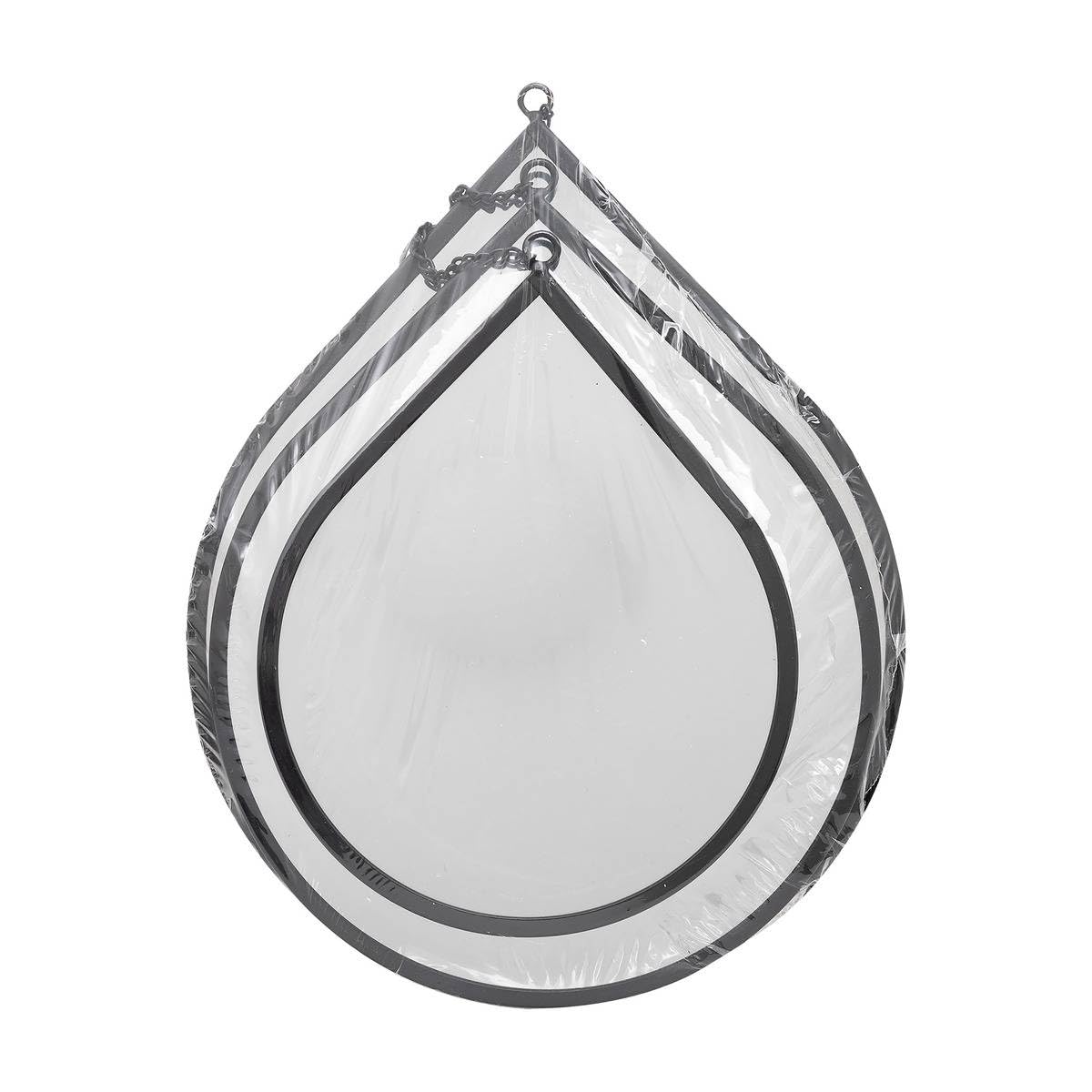 Atmosphera Lot De 3 Miroirs Goutte Leny Métal Noir - Décoration Murale Élégante