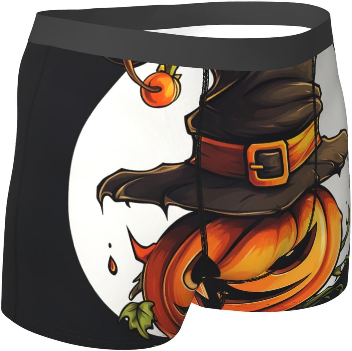 Halloween Cute Pumpkin Print Men'S Boxer Briefs, Breathable Comfortable Mens Underwear With Soft Stretch Fabric