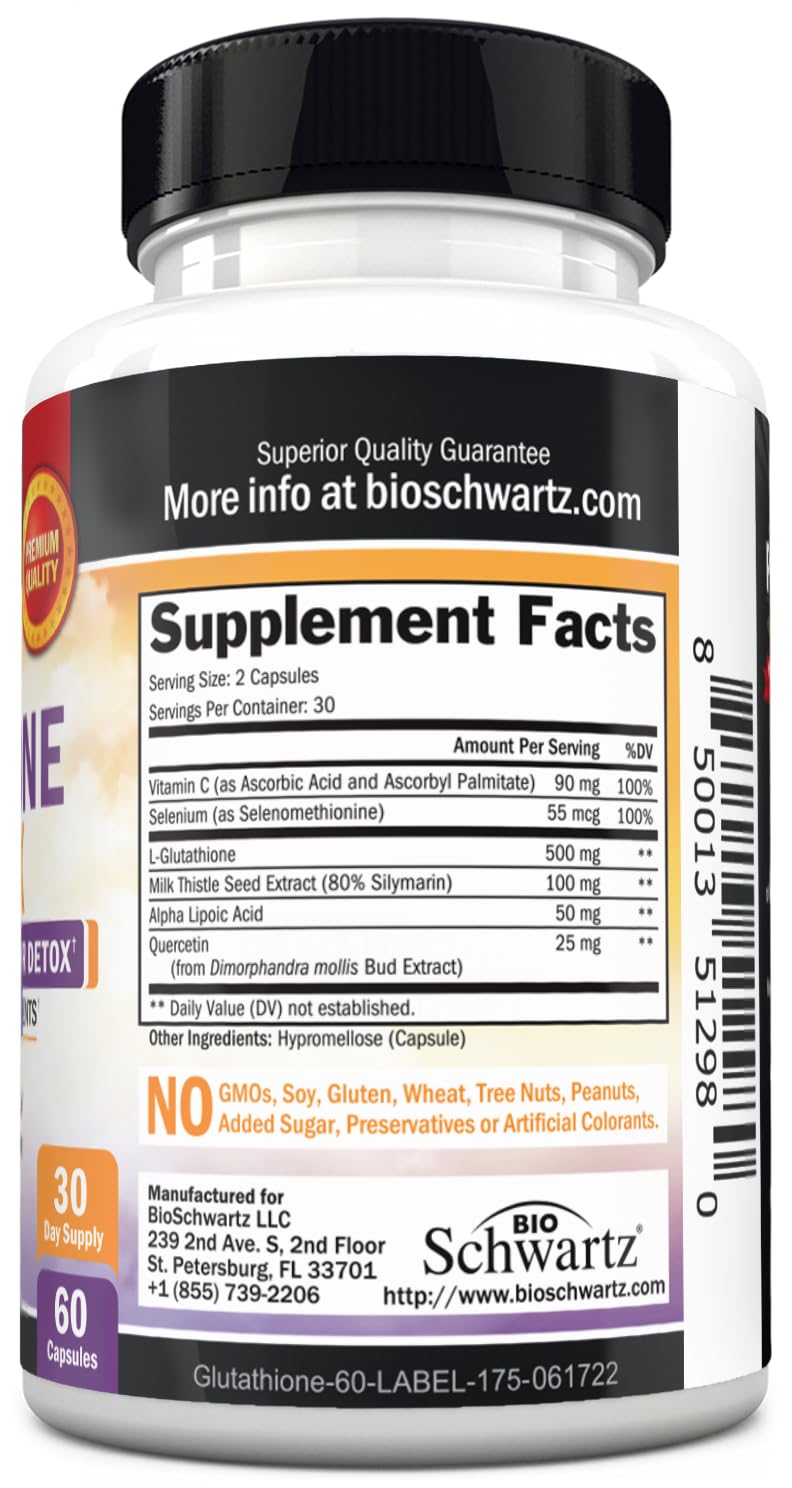 Glutathione Supplement 500mg - Liver Detox Supplement, 60 Capsules — Amazon image 9