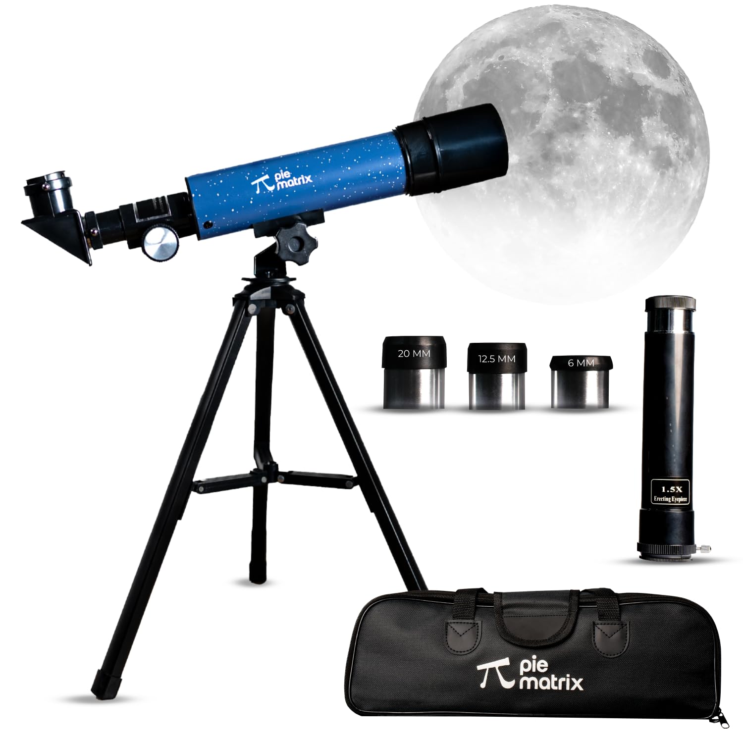 Pie Matrix Neo 50/360 HD Zoom Refractor Telescope – 90x Magnification, 360° Rotating Tripod, Clear Views of Moon & Wildlife, Lightweight Travel Bag – Ideal for Beginners & Stargazers.