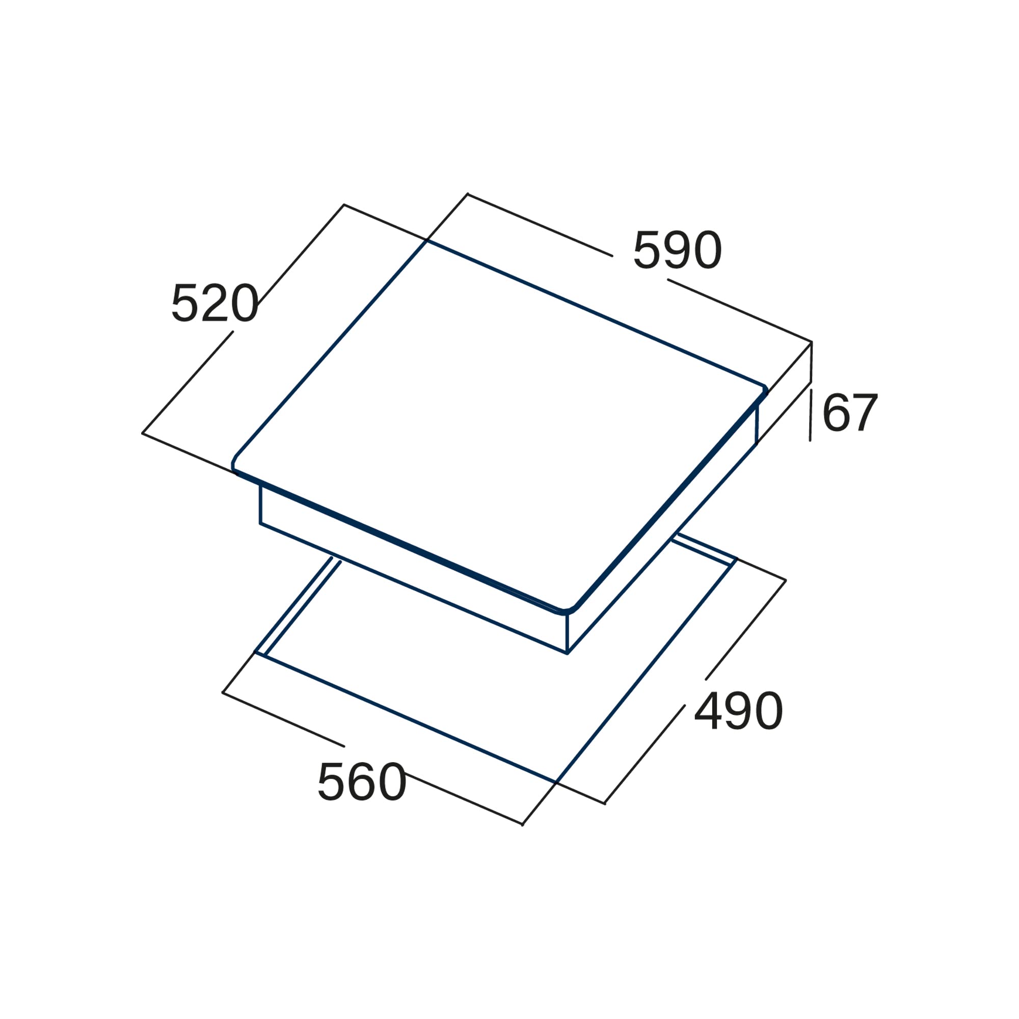 Cata Placa Vitrocerámica TZD 603/G con 3 Zonas de Cocción Hight Light y una Zona Gigante Triple con 9 Niveles de Potencia. Ancho de 59 cm con Desconexión automática y Bloqueo Infantil, Negra