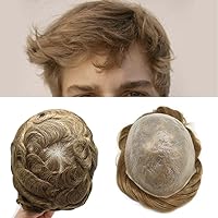 Vista 30 de Tupé para hombre, pieza de cabello humano real, sistema de reemplazo para hombres, piel ultrafina, tupé, línea capilar natural, tupé para hombre, 3#