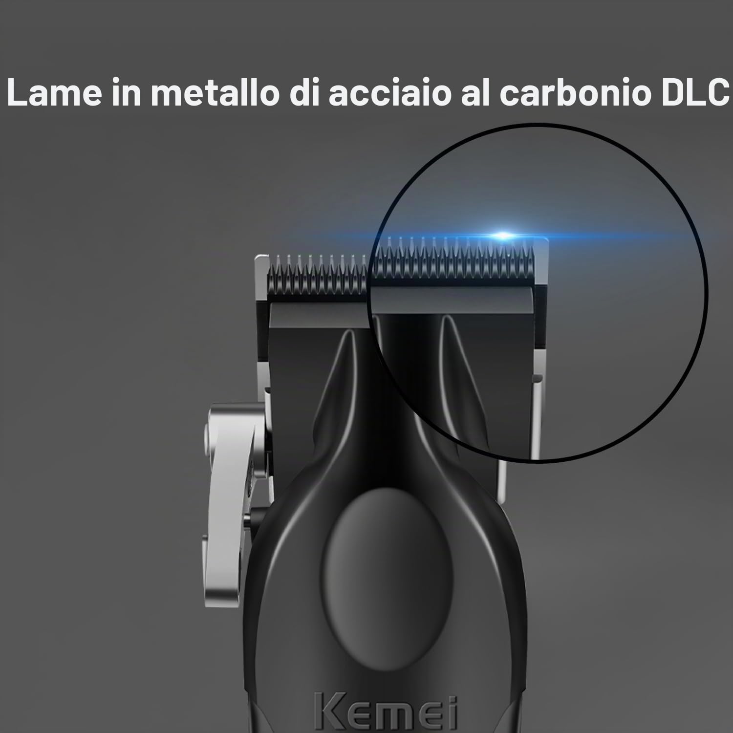 KEMEI 2296 - Tagliacapelli professionale uomo, senza fili, ricaricabile USB, 350 minuti, 8 pettini guida