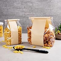Vista 6 de Restaurantware - Bag Tek - Bolsas de corbata de estaño kraft de 4.6 x 3.5 x 12.5 pulgadas, 100 bolsas resellables para panadería - Fondo plano