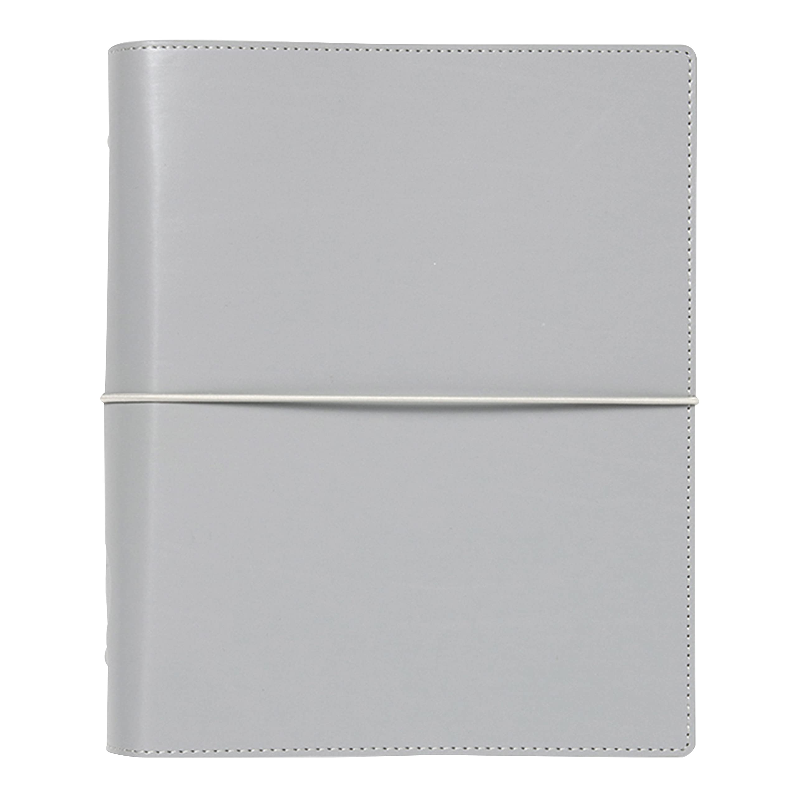 Filofax Domino Organizer, A5 Size, Grey - Smooth, Leather-Look Grain Effect with Contrast Stitching, Six Rings, Week-to-View Calendar Diary, Multilingual, 2024 (C022613-24)