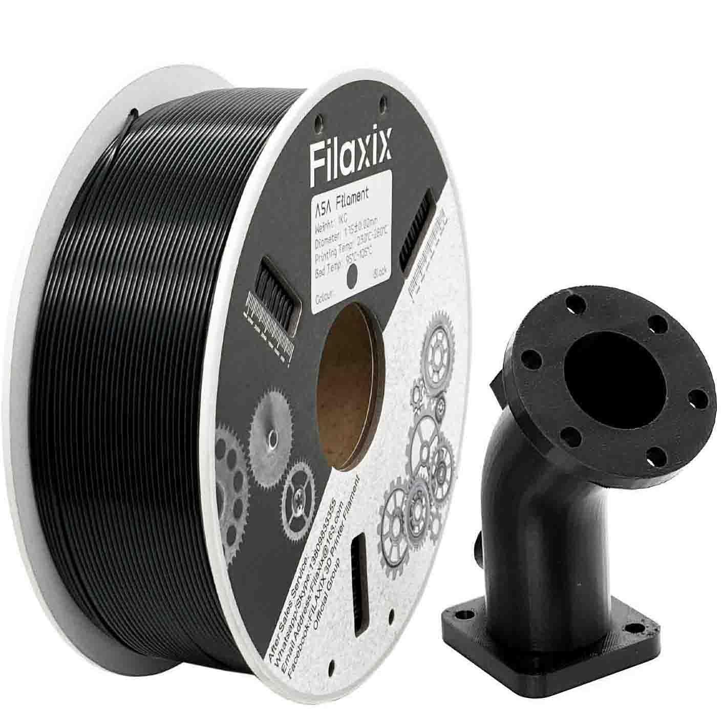 ASA Filament 1,75 mm Schwarz, ASA 3D-Filament perfekt zum Drucken von Funktionsteilen im Außenbereich, Maßgenauigkeit +/- 0,02 mm, 1kg