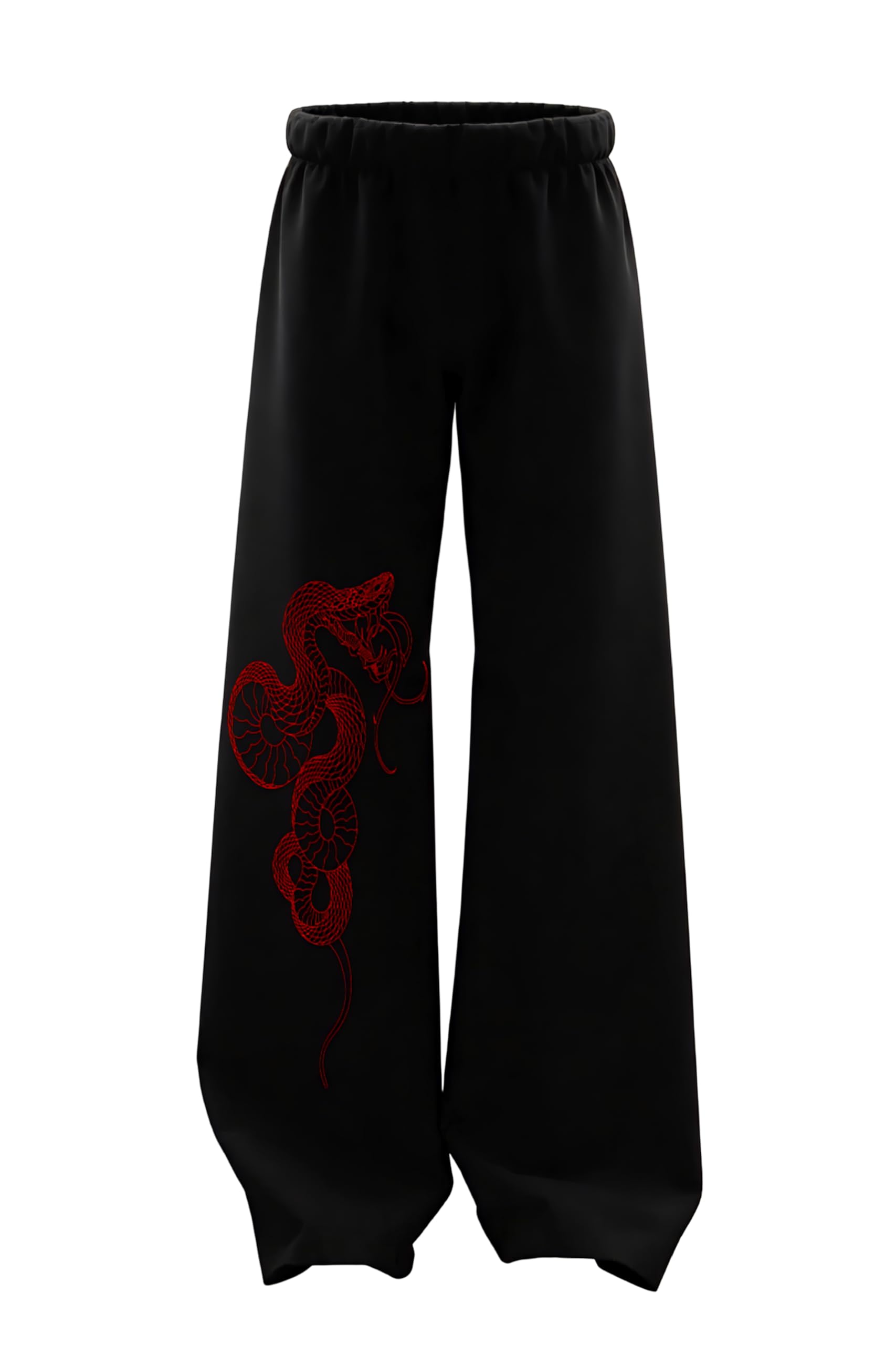 Men's Black Wide-Leg Printed Pants, Relaxed Fit Elastic Waist Joggers, Casual Goth and Punk Style Streetwear Trousers-image-42