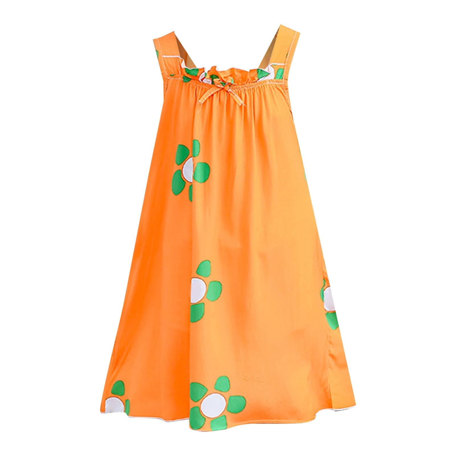 OBiQuzz Verano Deslumbrante Volantes Arco Escote Niñas Moda Sin Mangas Casa Vestido Casual Conjunto Con Bolsillo