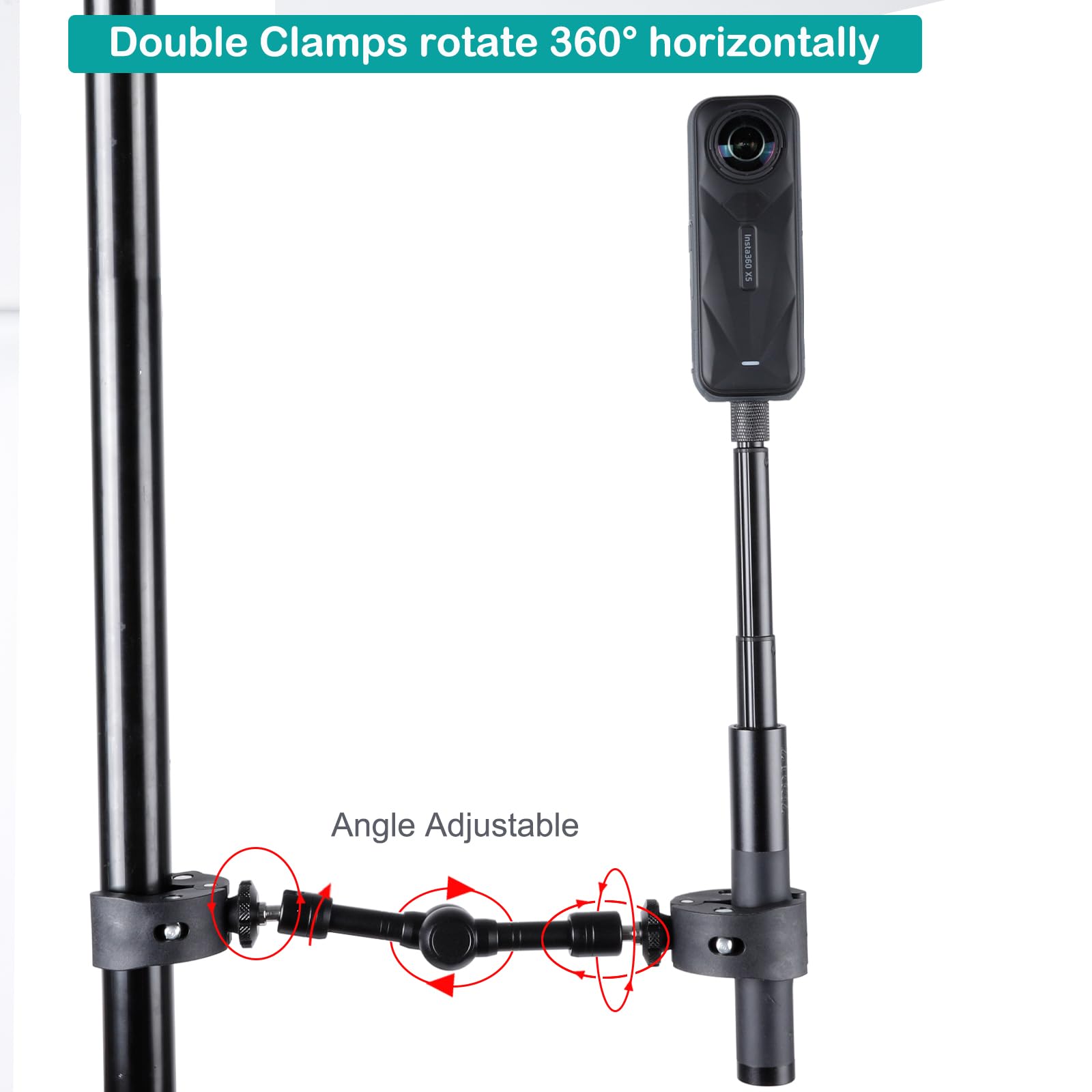 Kit de abrazadera de brazo mágico, brazo de fricción articulado para montaje de cámara con súper abrazadera, con tornillo de 1/10.2 cm-20 y agujero de rosca, para cámara, luz, monitor, cámara web o