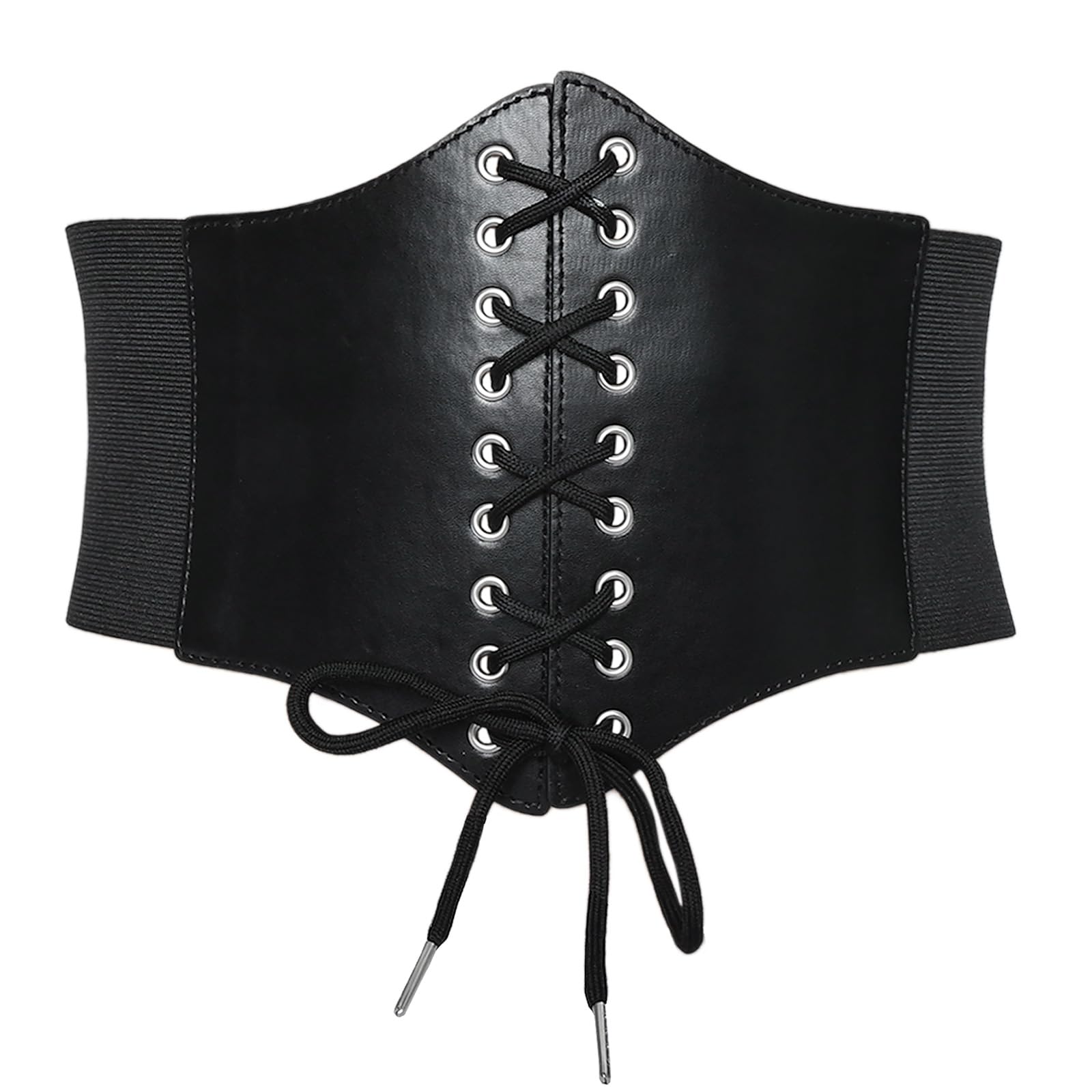 Hftjtsa Black Corset Waist Belt for Women Elastic Lace up Renaissance Pirate Accessories Tied Waspie Wide Belt for