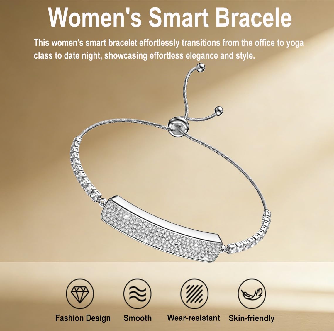 Condition photo showing As Is for smart bracelet fitness tracker with 24/7 health monitoring 5atm waterproof,blood oxygen, heart rate, hrv,sleep monitor – slim design long battery life for women free app android & ios silver