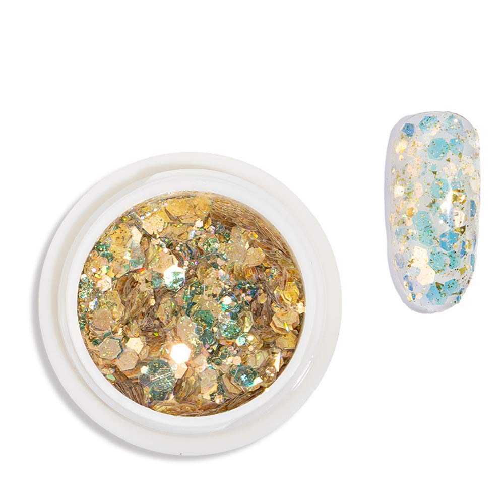 S.A.V.I 4 PCS. DIY Nail Art Gradient Glitter Magic Changing Color Laser Thin Sequins Mixed Mirror Hexagon Shape Mermaid Flakes Spangles Palette Craft Glitters Holographic Manicure (4 PCS-2) 4