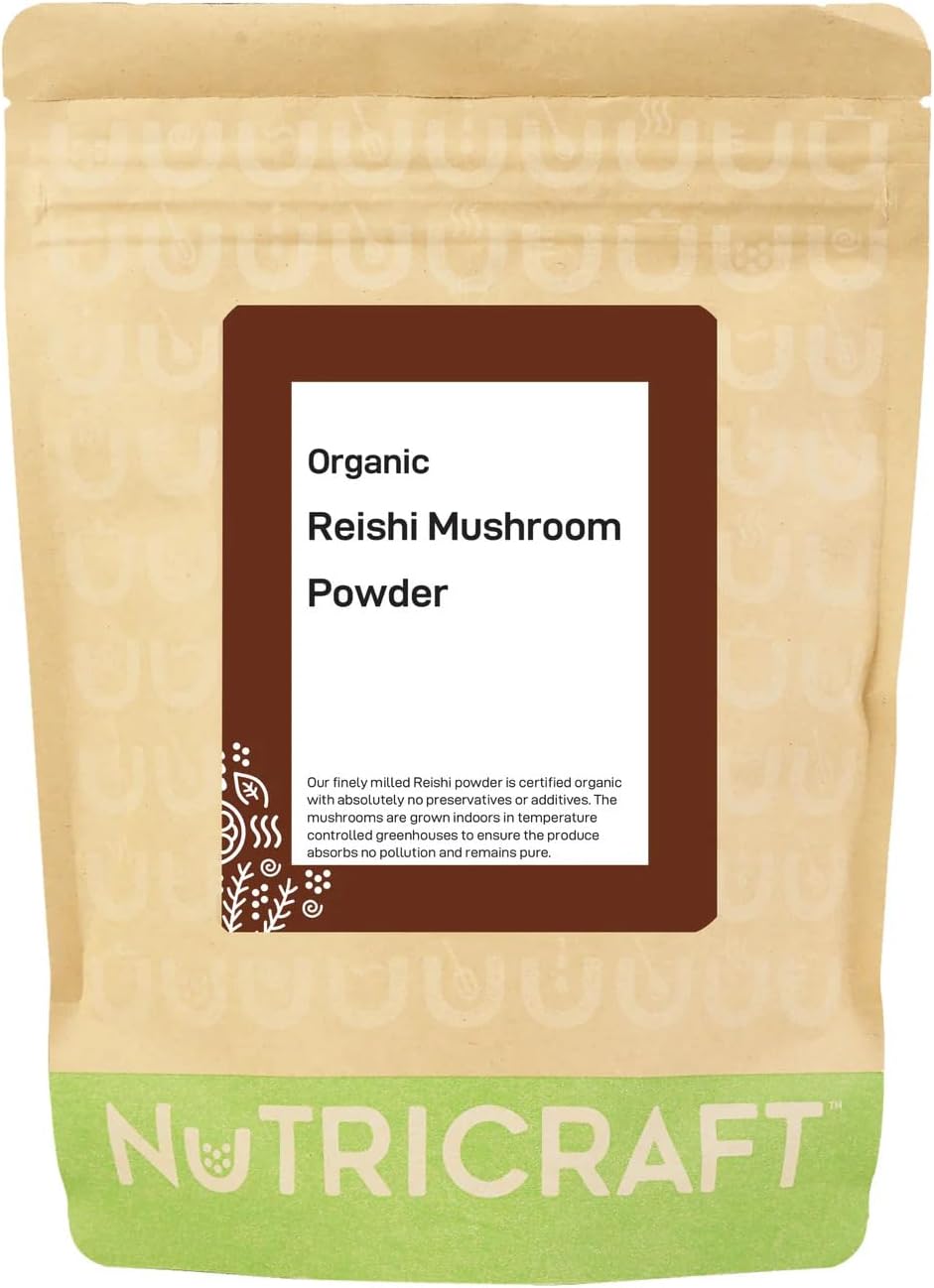 NutriCraft Organic Reishi Mushroom Powder – 1kg, 100% Pure, No Additives or Preservatives, Immune Support, Detox, Antioxidant Rich, Vegan, Gluten-Free, Kosher, Superfood