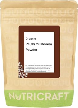 NutriCraft Organic Reishi Mushroom Powder   1kg, 100% Pure, No Additives or Preservatives, Immune Support, Detox, Antioxidant Rich, Vegan, Gluten-Free, Kosher, Superfood