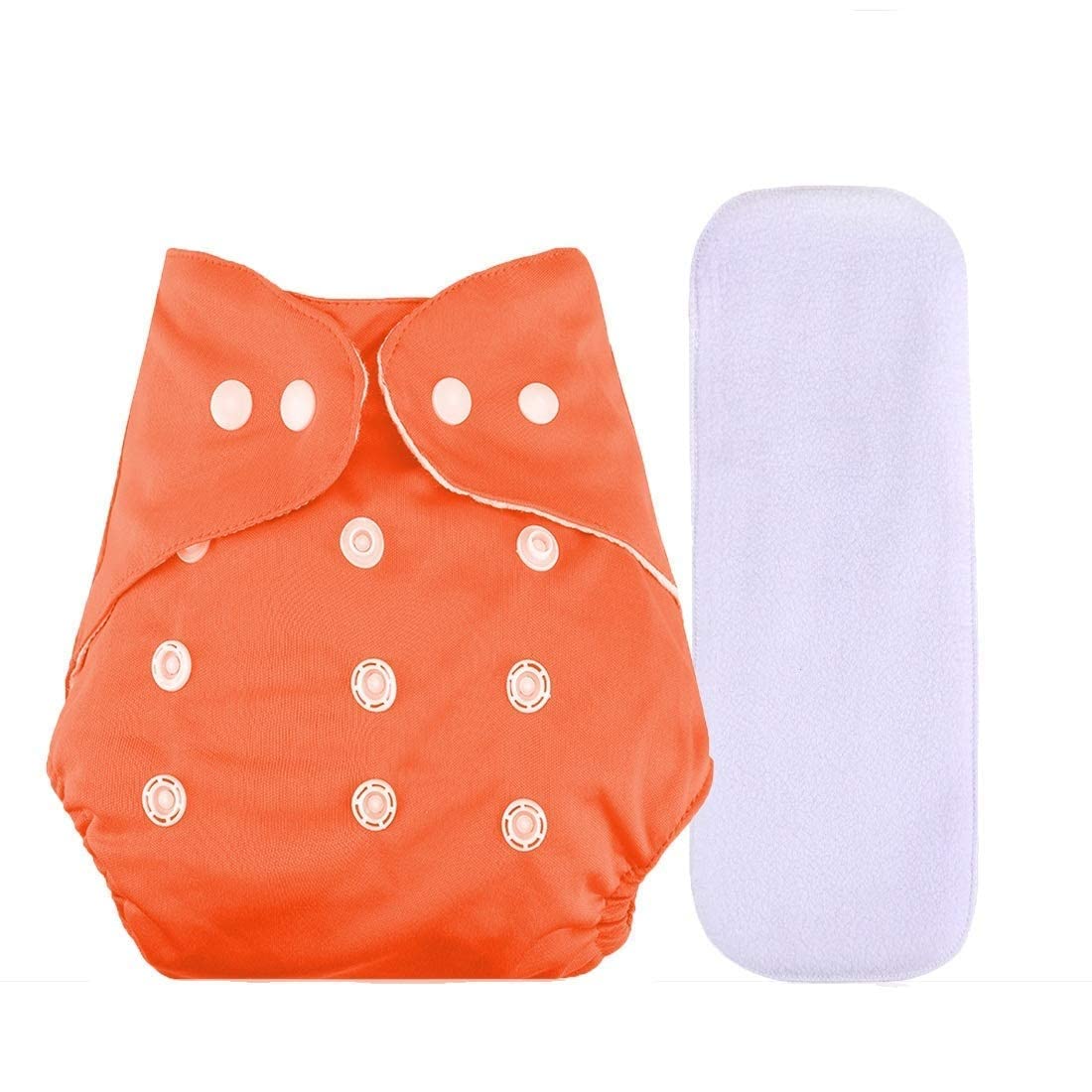 DTR Creation Adjustable Reusable Cloth Diaper with One Absorbent Pad | Size Adjustable with Snap Buttons | Washable, Eco-Friendly Diaper for Babies 0-3 Year | Orange | Unisex-image-26