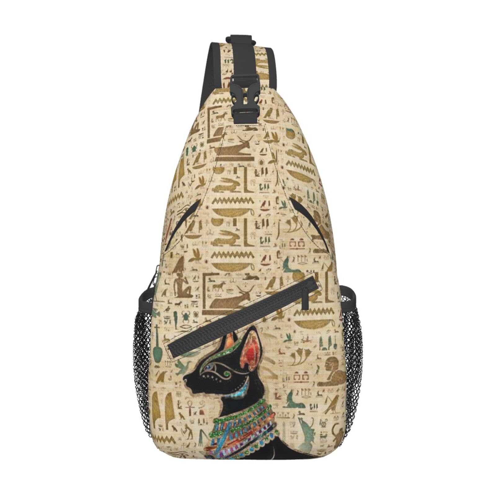 skdjowu Egyptian Notes Crossbody Bag Hieroglyphs Shoulder Bag Backpack Ancient Egyptian Sling Bag Chest Casual Daypack