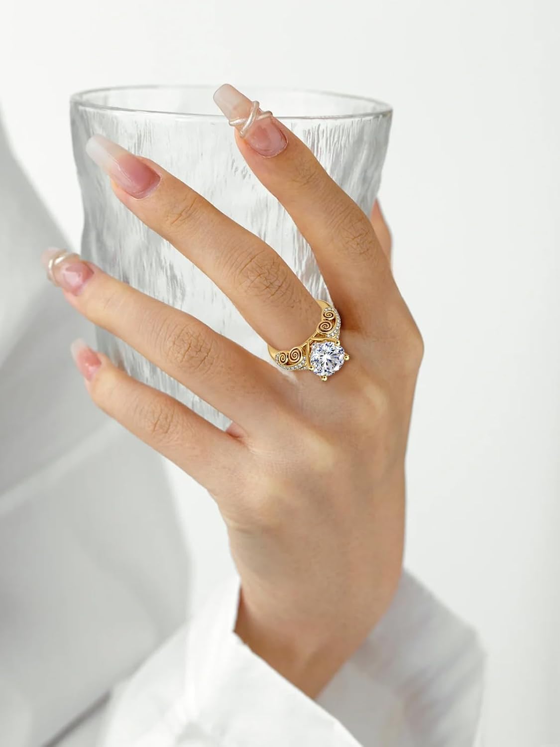 Personalized Moissanite Rings for Women, 10K 14K 18K Gold Custom Wedding Engagement Promise Band Ring, Anniversarry Jewelry Gifts for Her Wife Girlfriend (with Gift Box) - Image 2