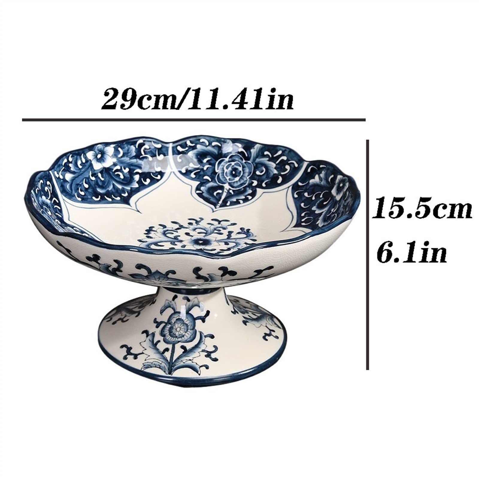 Obstkorb Kreatives blau -weißer Keramikfruchtplatte Wohnzimmer Couchtisch Snack getrocknete Obstschale Lagerteller Gemüse Salat Schüssel Obstschale