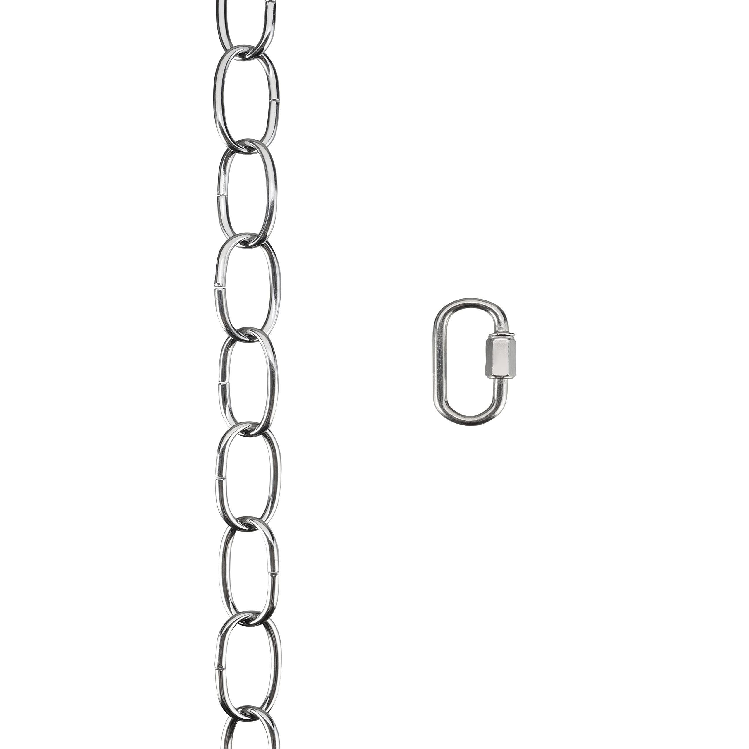 Aspen Creative 21107-71, Steel 20 Feet Heavy Duty Chain &amp; Quick Link Connector for Hanging Up Maximum Weight 40 Pounds in Chrome