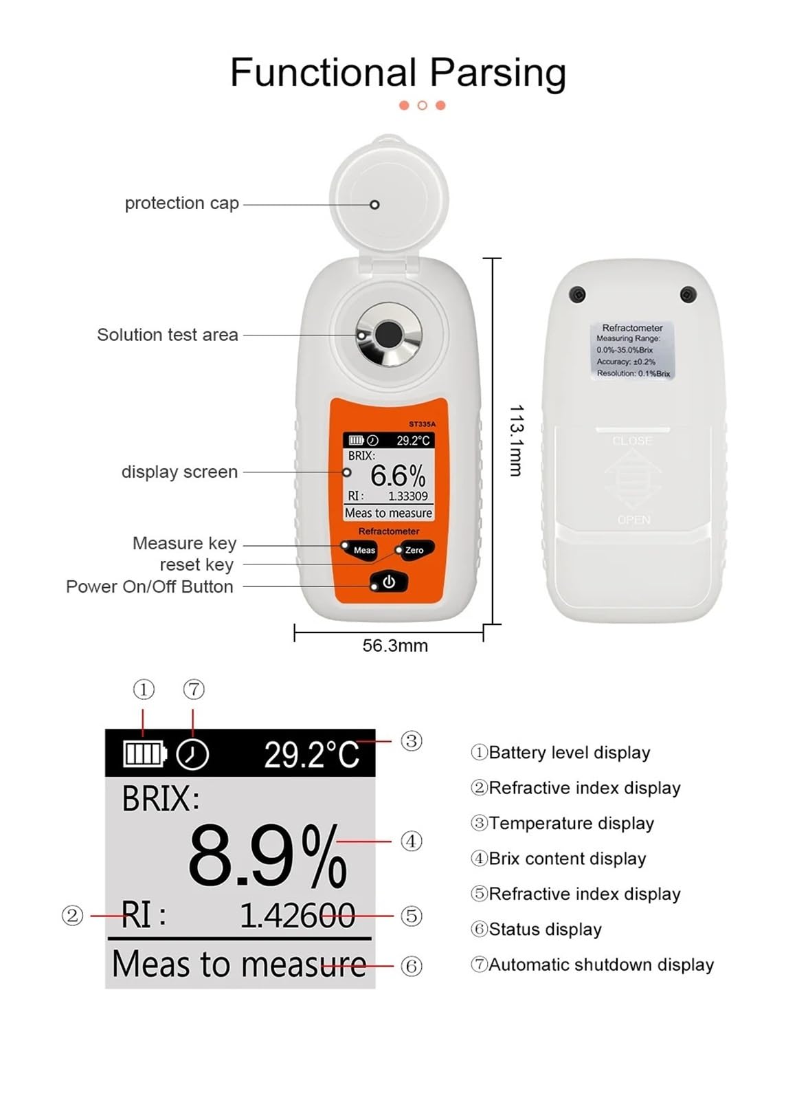 Brix mètre numérique, réfractomètre jus de fruits boisson vin bière alcool teneur en sucre Instrument de mesure 0-35% Réponse rapide