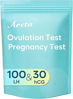 Areta Ovulation & Pregnancy Test Strips: 100 Ovulation Strips & 30 Pregnancy Tests Combo Kit | Accurate at-Home Fertility Tracker | Highly Sensitive Early Pregnancy Detection | 100 LH + 30 HCG