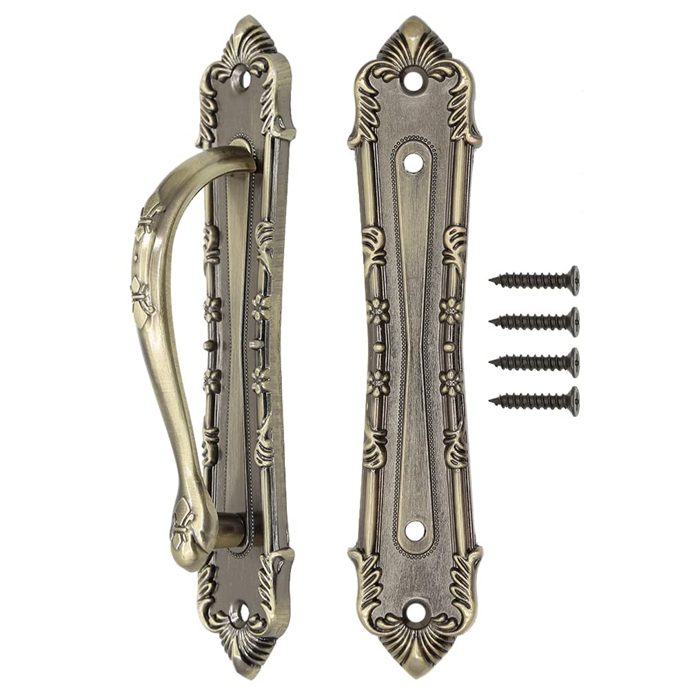 Heavy Duty Pull and Sliding Barn Door Pull Handle Bronze Set Large Rustic Two-Side Design for Gates Garages Sheds Furniture Solid Alloy Material