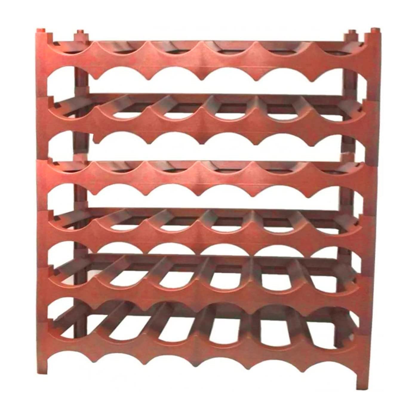 AC - Botellero apilable - Capacidad de 36 Botellas – 6 Niveles – Fabricación en plástico – Ideal para Botellas de Vino, champán, estantería – 60 x 69 x 23 cm – Color Marrón — view 2