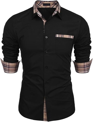 Amazon.com: Camisa casual con botones para hombre, manga larga, ajuste  regular, para el trabajo : Ropa, Zapatos y Joyería