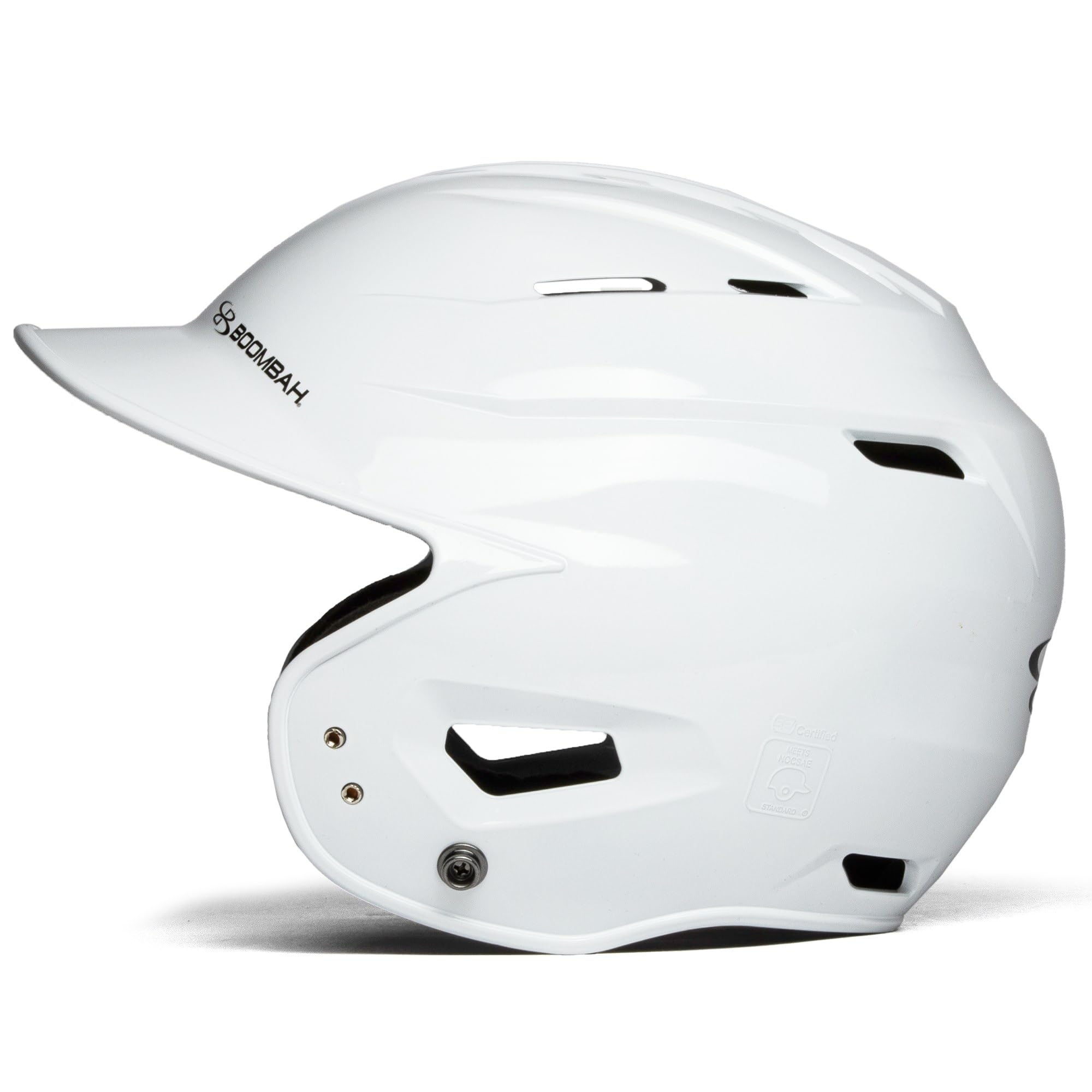 Boombah DEFCON Gloss Solid Batting Helmet Sleek Profile NOSCAE White - Size Senior 7