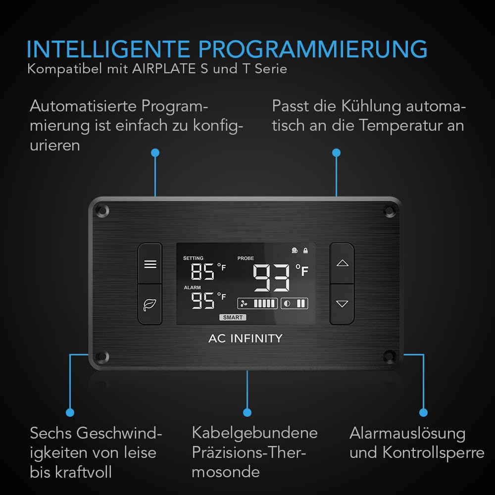 AC Infinity Airplate S9, leises Lüfter-System mit Geschwindigkeitsregelung, für Heimkino, Serverschrank