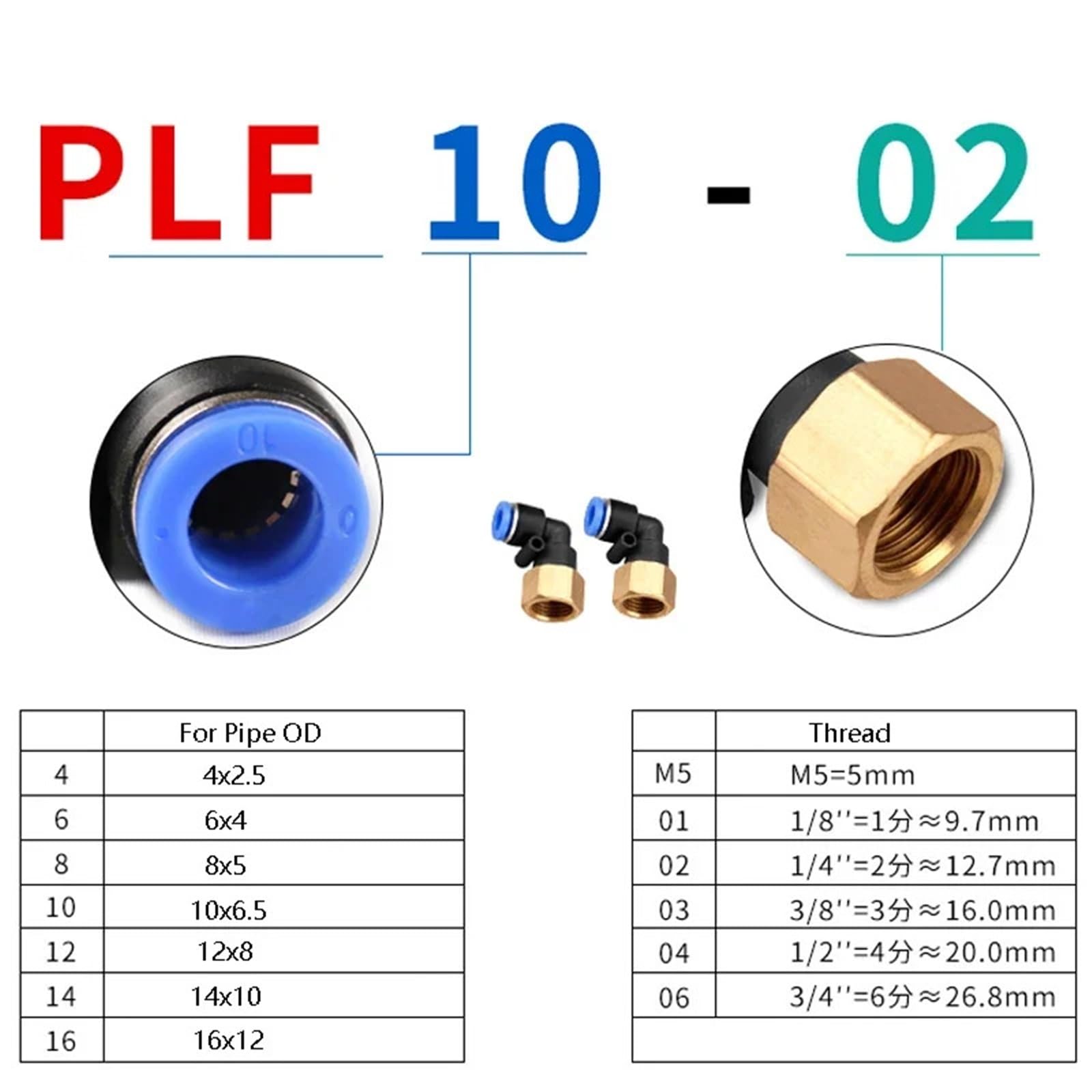 Raccordo pneumatico connettore aria PC/PCF/PL/PB/PLF 4/6/8/10/12 mm filettatura 1/8 1/4 3/8 1/2 raccordi rapidi per tubi flessibili 1 pezzo (OD10mm-1I2, PLF)