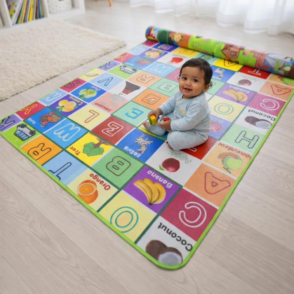 Tarkan Double Sided Water Proof Baby Play Mat, Learning mats for Kids Large Size, Crawling Baby Carpet (6 Feet X 4 Feet)