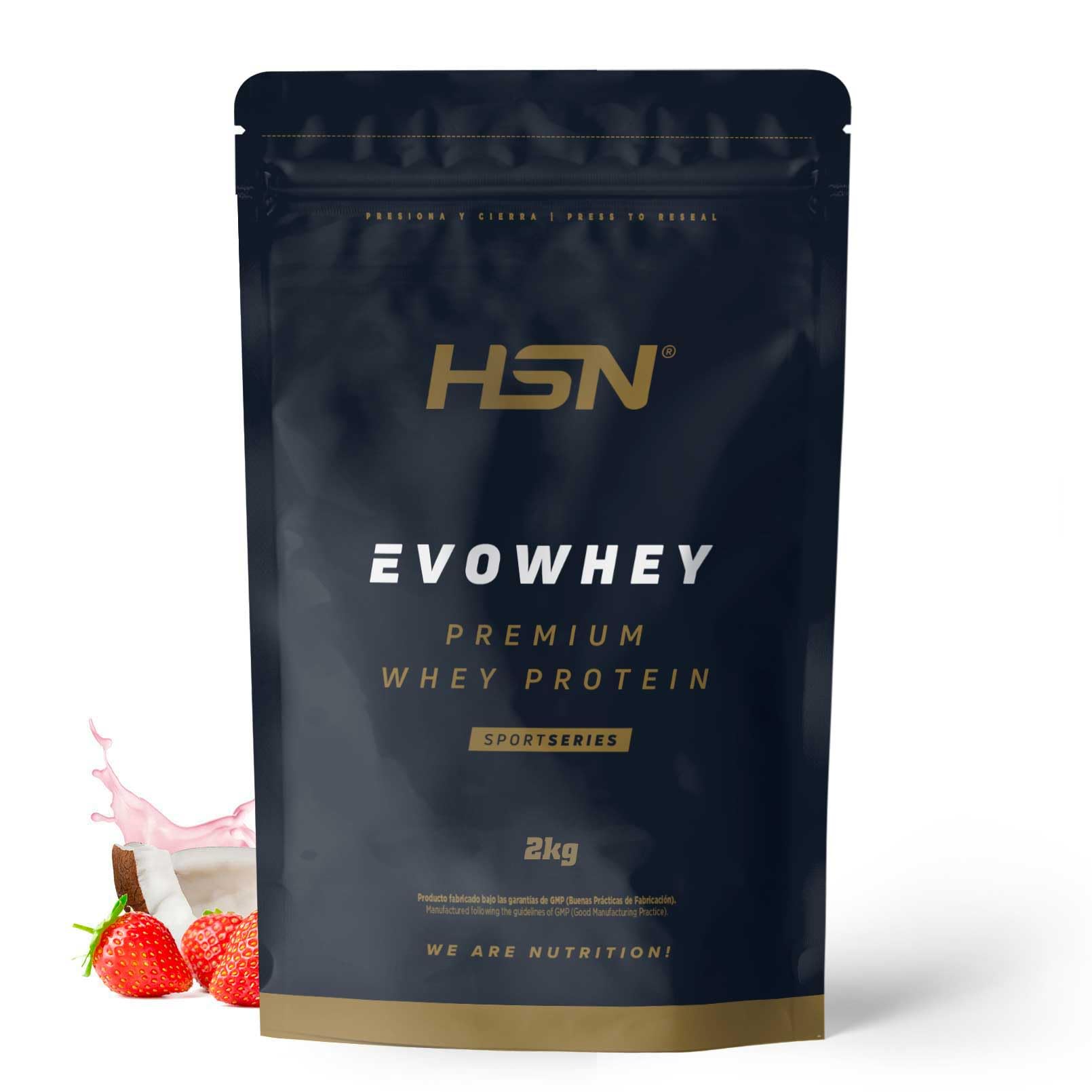 HSN Evowhey Protein | Fresa Coco 2Kg | Concentrado de Proteína de Suero | 100% Whey Protein Concentrate (WPC) | No Incluye Dosificador | No-GMO, Vegetariano, Sin Gluten ni Soja