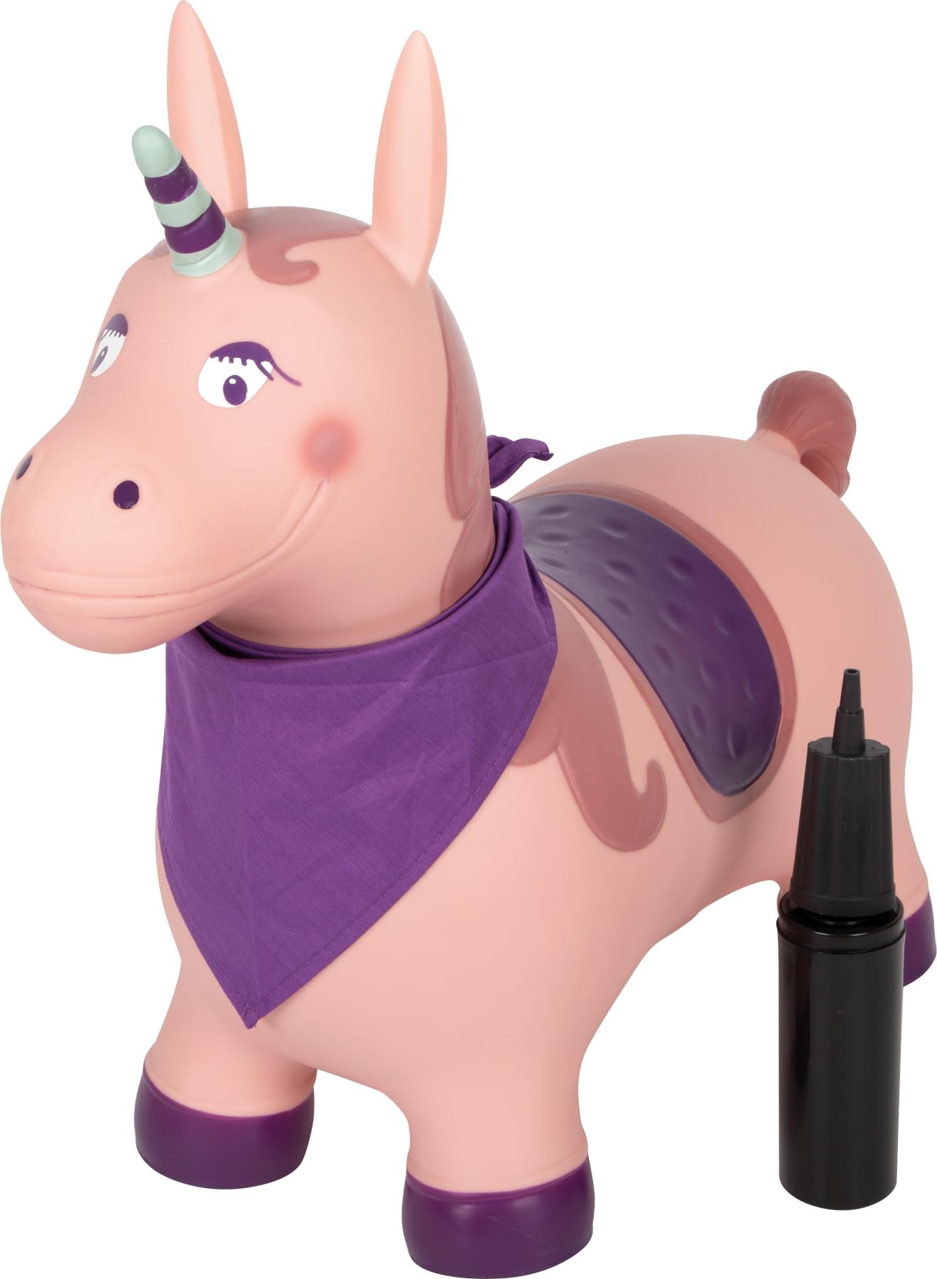 small Foot Hüpftier Einhorn, aufblasbares Hüpfspielzeug mit Halstuch und Luftpumpe, für drinnen und draußen, bis 50 kg, für Kinder ab 2 Jahren, 12786, Weiß
