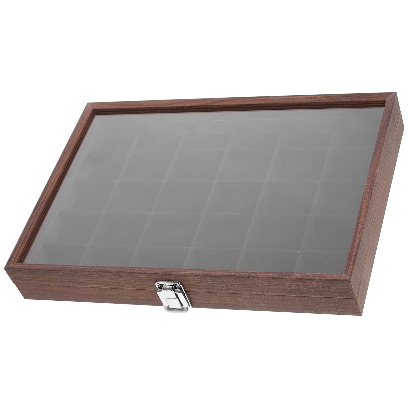 FRCOLOR Organisateur pour Sachets de Thé 30 Compartiments en Bois et Verre Marron, Boîte à Thé Rectangulaire Élégante Cuisine et Maison
