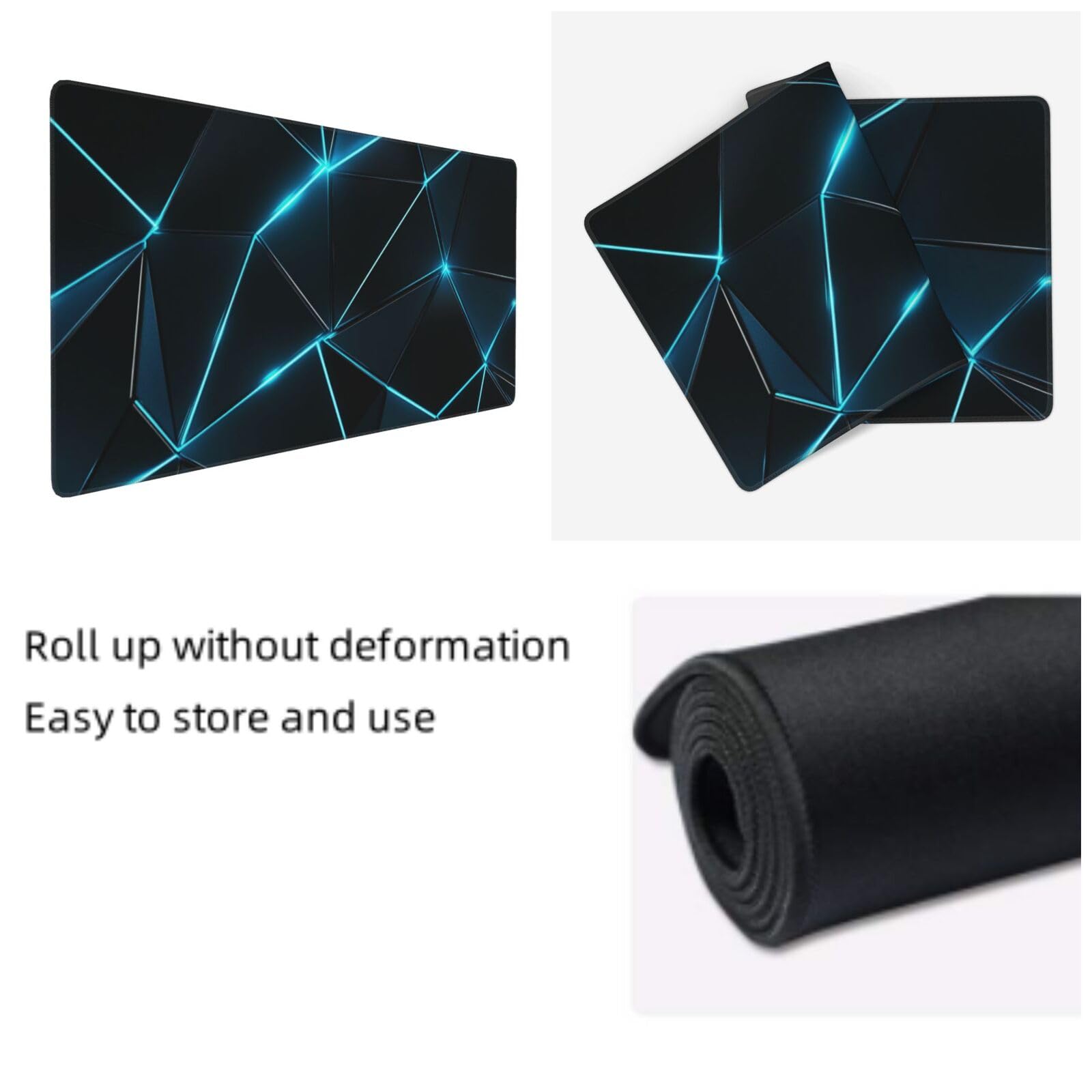 Tappetino Mouse XXL Grigio & Blu, 100 x 50 cm Tappetino da Scrivania G409 | Tappetino per Mouse, Base in Gomma Antiscivolo, Superficie Impermeabile, Bordi Cuciti, Tappetino Scrivania per Ufficio, Gioco