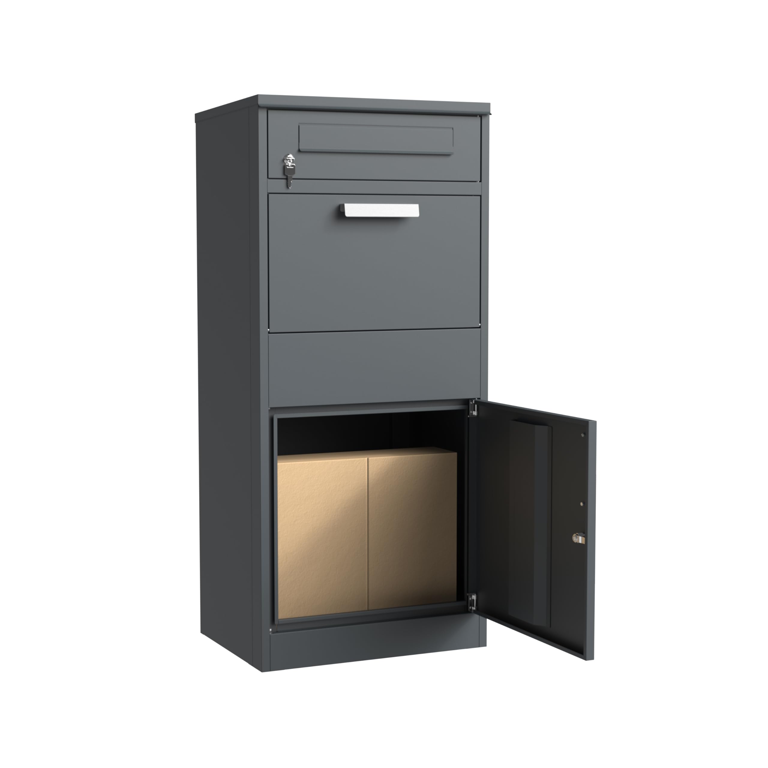 DEGAMO Paketbox Briefkasten Bremen 50x38x112cm, Stahl anthrazit RAL 7016, stehend, wasserdicht