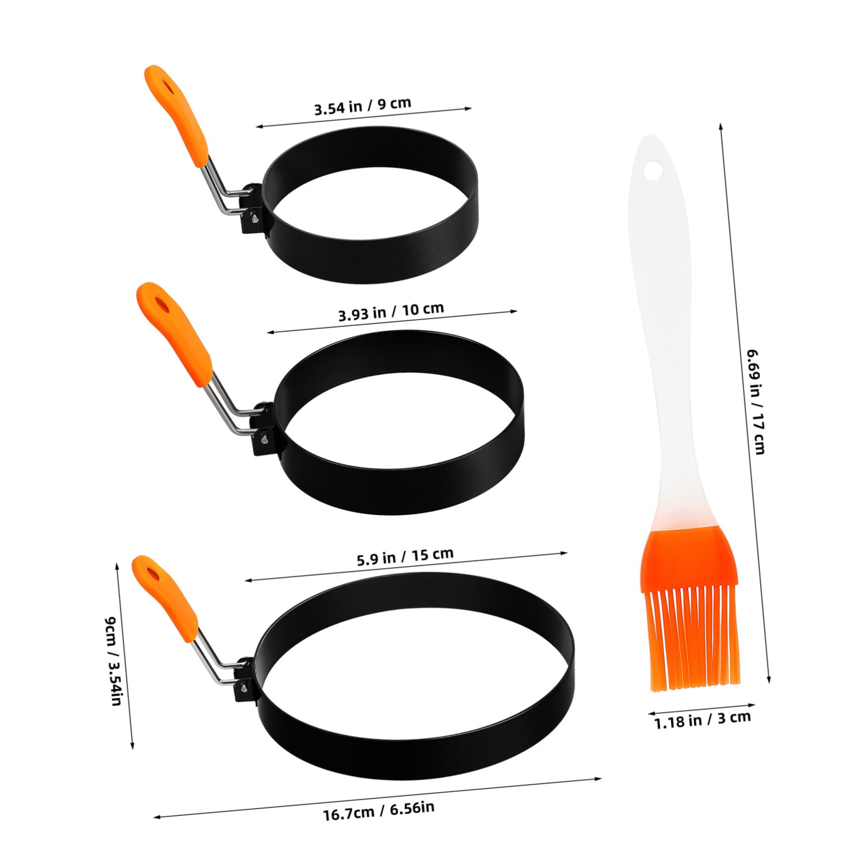 ABOOFAN 6 Pcs Stainless Steel Crumpet Rings with Egg Separator Brush Baking Mold for Fried Eggs Pancakes Easy to Versatile for Breakfast Sandwiches